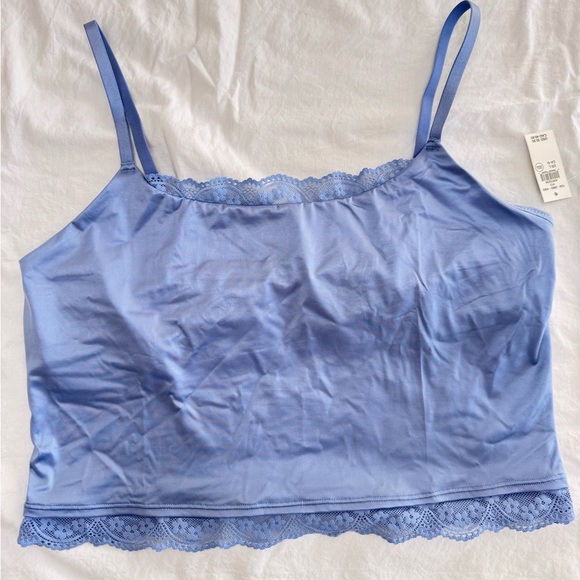 aerie Tops - Aerie Show Off Shine Lace Tank Top Light Blue Sz Lg, 90’s, Y2K